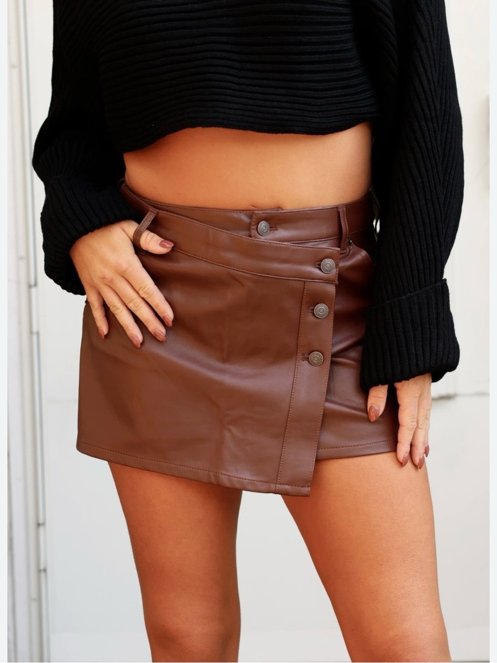 We the Free Brown Vegan Mini Skirt